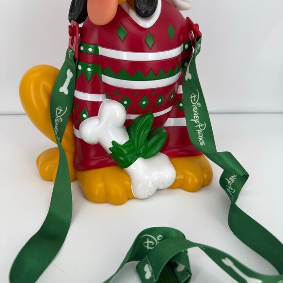 2018 Disney Parks Pluto Popcorn Bucket Red Christmas Sweater – Used - Picture 3 of 12